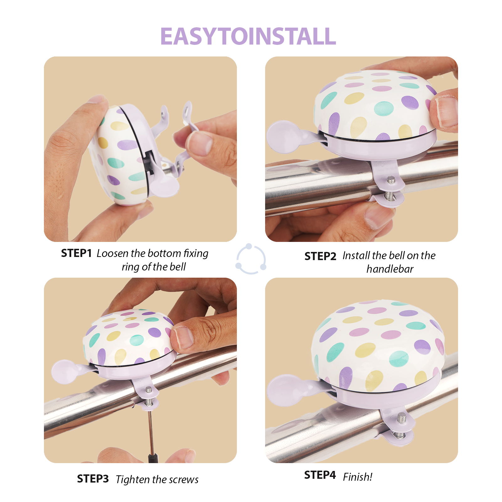 Close up of polka dot bell