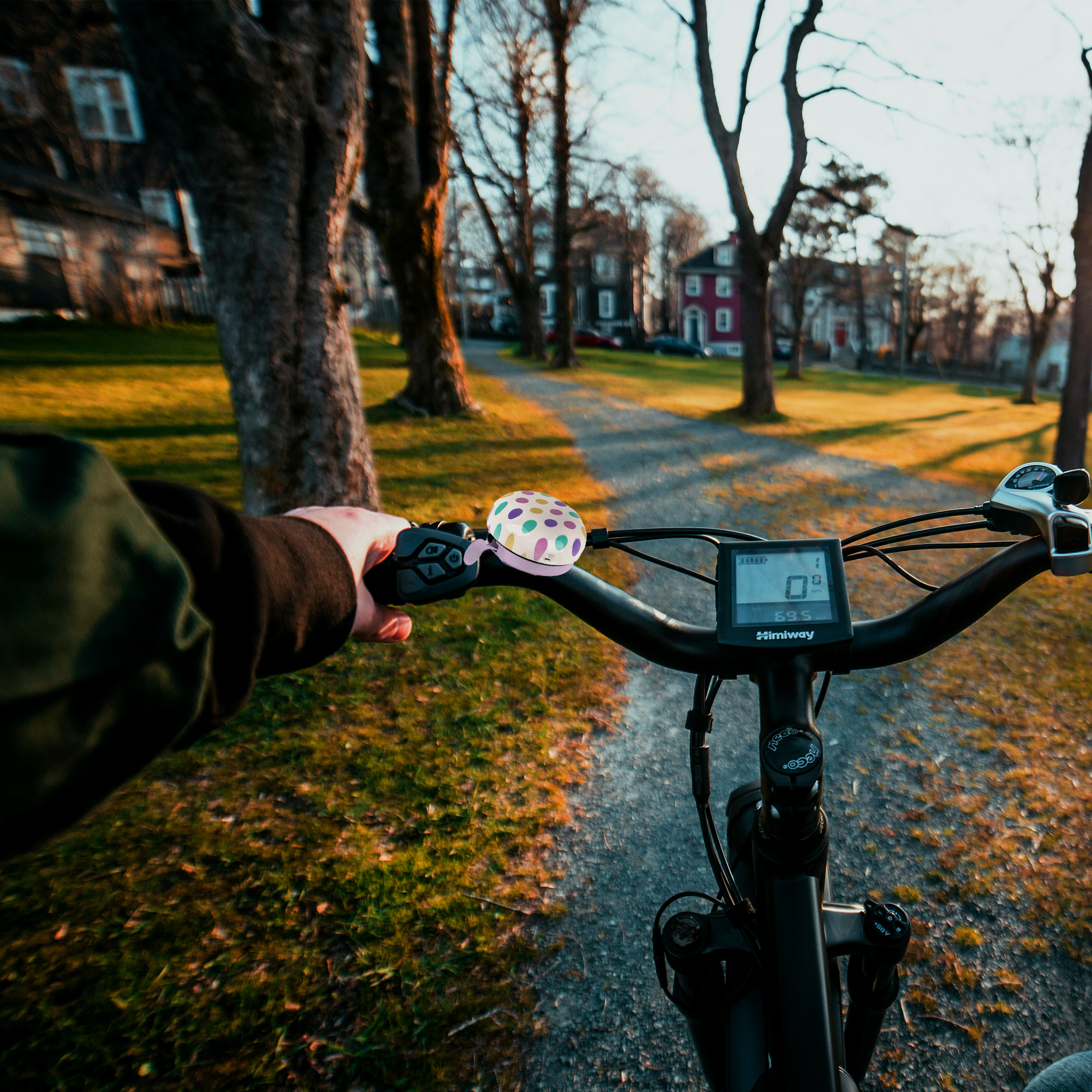 Bell mounted on handlebars