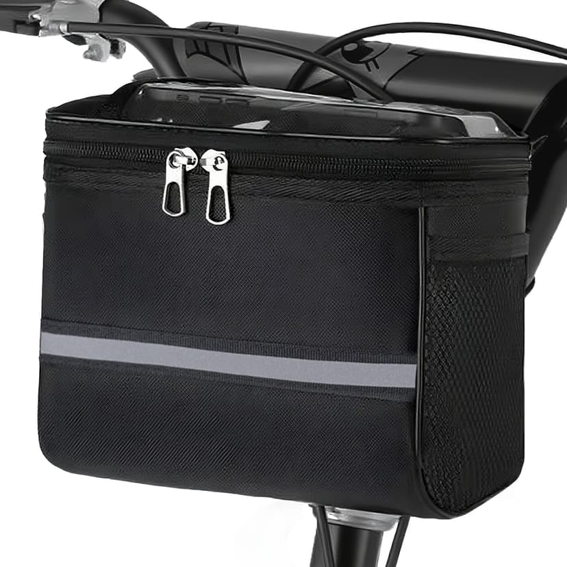 RidingRush Bike Handlebar Bag – Waterproof Bicycle Handlebar Bag with Reflective Strip, Lightweight Front Storage Pouch for Road & Mountain Bikes, Easy Installation Cycling Organizer
