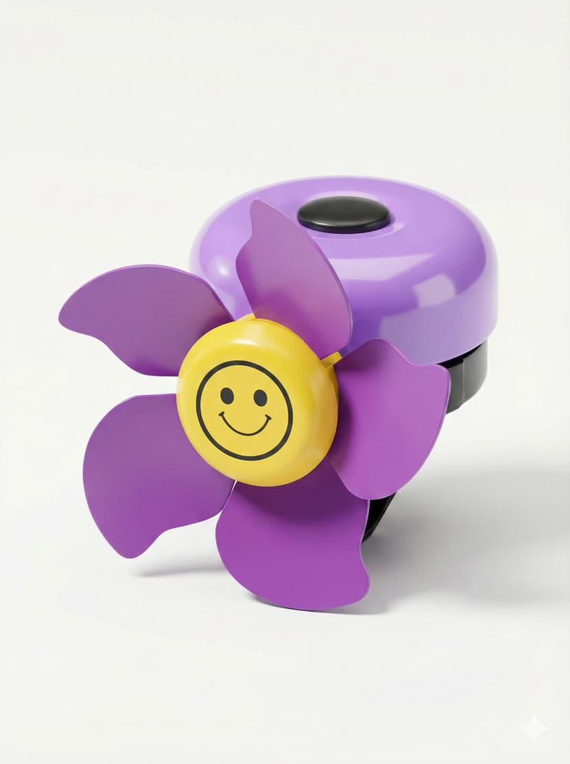 RidingRush  Bike Bell for Kids, Funny Bike Bell with Spinning Pinwheel Design, Purple Plastic Bicycle Bell for kids, Cute Handlebar Accessory, 1-Pack