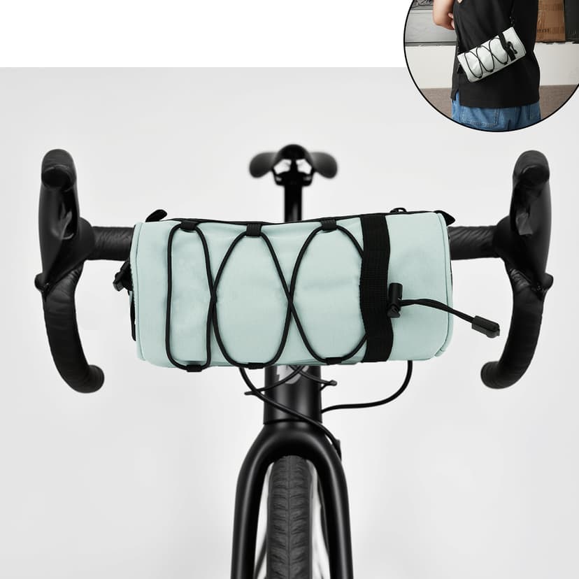 RidingRush Bicycle Handlebar Bag for Adults – Waterproof Bike Front Bag with Side Pockets & Elastic Band, Cycling Handlebar Bag for Road, MTB & Commuter Bikes (Green)