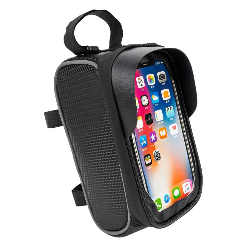 RidingRush Waterproof Bike Phone Bag – Touchscreen Frame Bag for Phones up to 7 Inches, Reflective Strips, Earphone Hole, Ideal for Cyclists