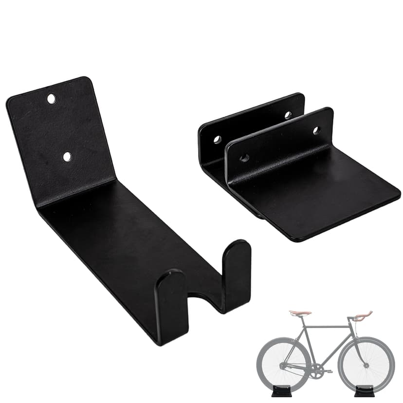 RidingRush Bike Hooks for Garage Wall, Heavy Duty Bicycle Wall Mount Hangers, Space Saving Vertical Bike Storage Racks for Road and Mountain Bikes, Indoor Garage Organization (Black)