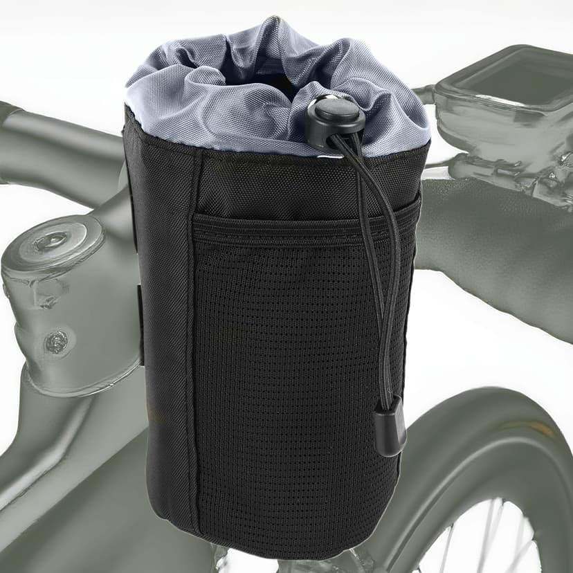 RidingRush Bike Water Bottle Holder for Handlebars, Soft Bicycle Cup Holder with Adjustable Straps, Drawstring Drink Pouch for MTB, Road Bike, E Bike & Scooter