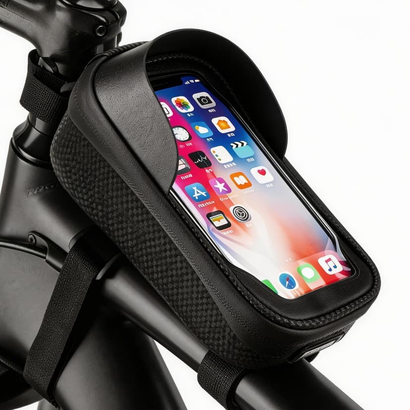 RidingRush Phone Mount for Bike, Waterproof Bicycle Phone Holder Bag with Sun Visor, Touchscreen Phone Case Fits Up to 7 Inch Phones, Bike Frame Bag for Cycling Accessories