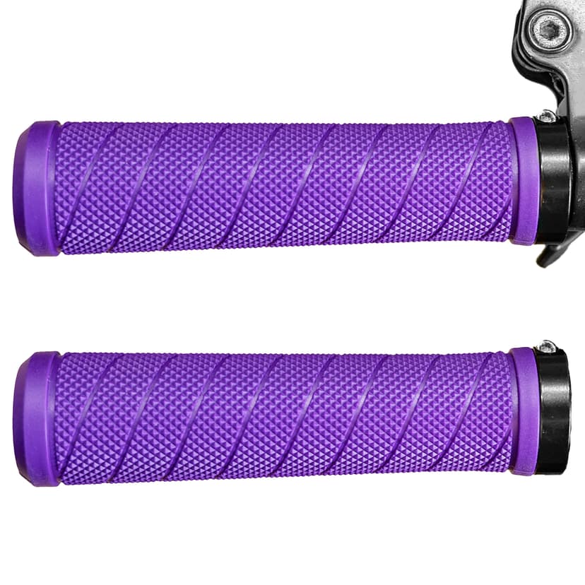 Bike Handlebar Grips, Lock-On MTB Grips for 22.2mm Handlebars, Non-Slip Rubber Bicycle Grips with Aluminum Lock Rings, Ergonomic Bike Grips for Mountain Bike, BMX, Scooter