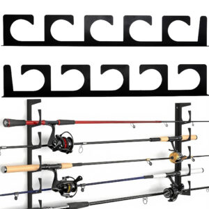 RidingRush Fishing Rod Rack for Garage & Boat, Ceiling or Wall Mount Fishing Rod Holder, 5 Rod Capacity, Heavy Duty Fishing Pole Storage Organizer – Easy Installation