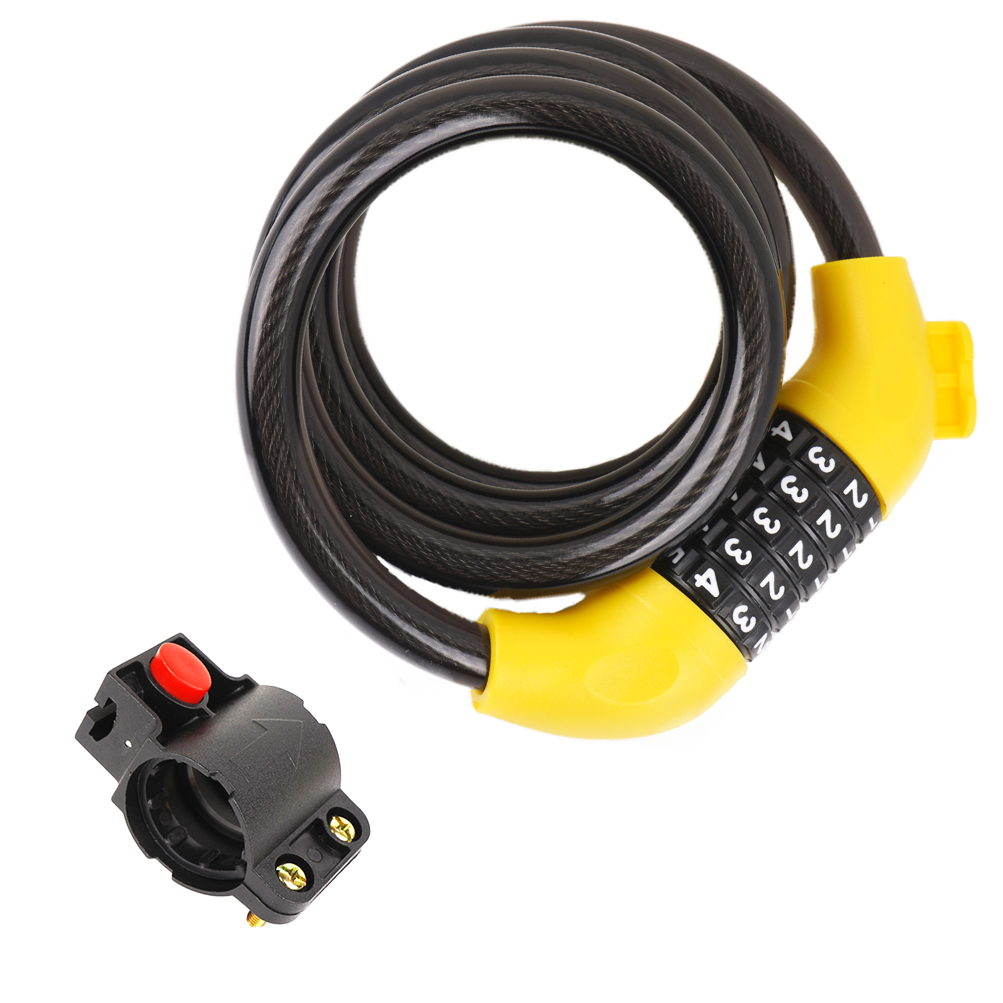 RidingRush 4-Digit Combination Bike Cable Lock, Portable Resettable Steel Cable, Yellow - Image 3