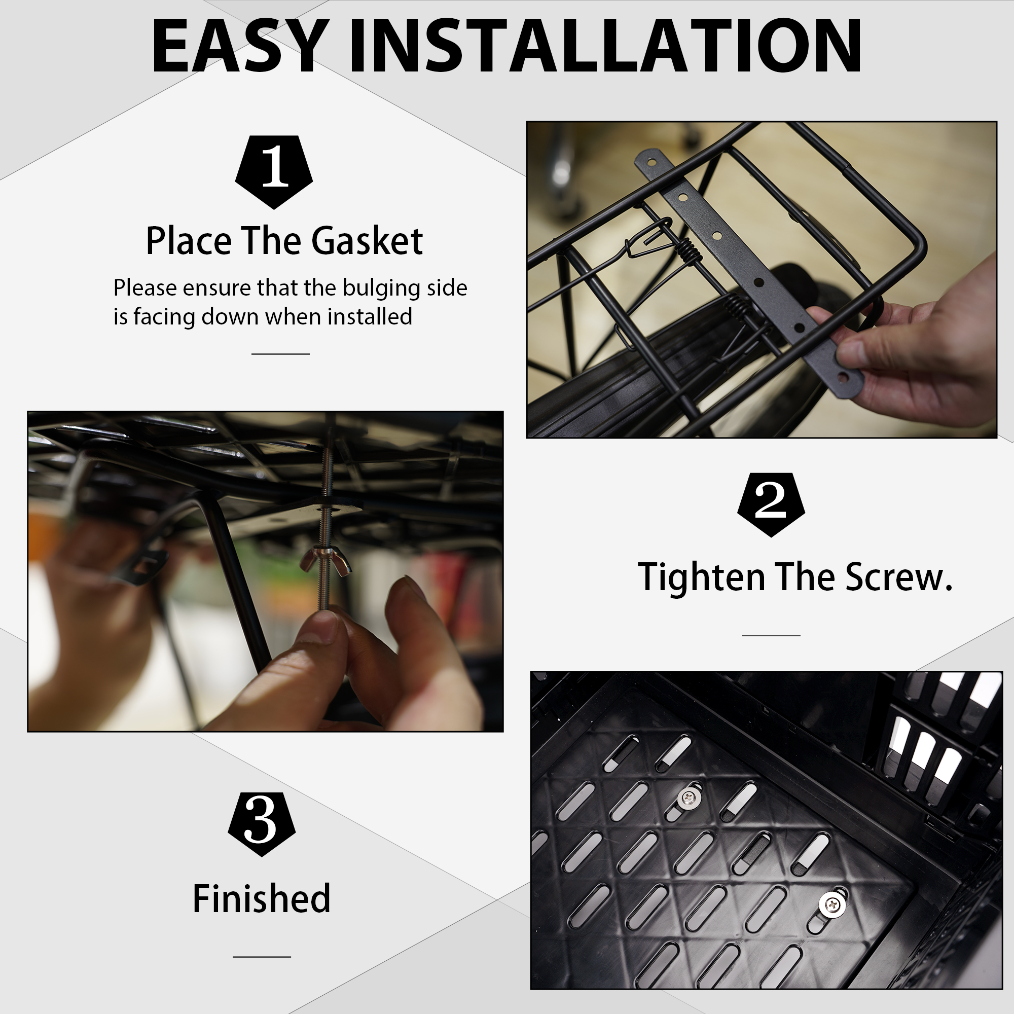 RidingRush Bike Basket Rear – Folding Large Capacity Bicycle Storage Basket with Waterproof Cover, Collapsible Bike Milk Crate for Shopping, Outings, and Pet Transport, Great for E-Bikes, Black - Image 3