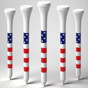 RidingRush 2 3/4 Golf Tees – 100-Pack Plastic Golf Tees with American Flag Design, 2.75 in Tees for Drivers & Fairway Woods, Patriotic Golf Accessories for Men