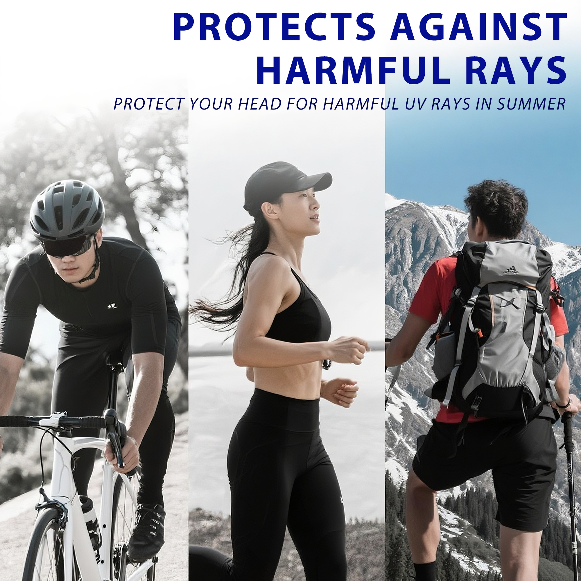 RidingRush Mens Cycling Caps, Cycling Caps 2-Pack, Breathable Net-Weaving Mesh Under-Helmet Bike Hat with Short Brim, Black & Dark Blue, Lightweight Moisture-Wicking Unisex - Image 4