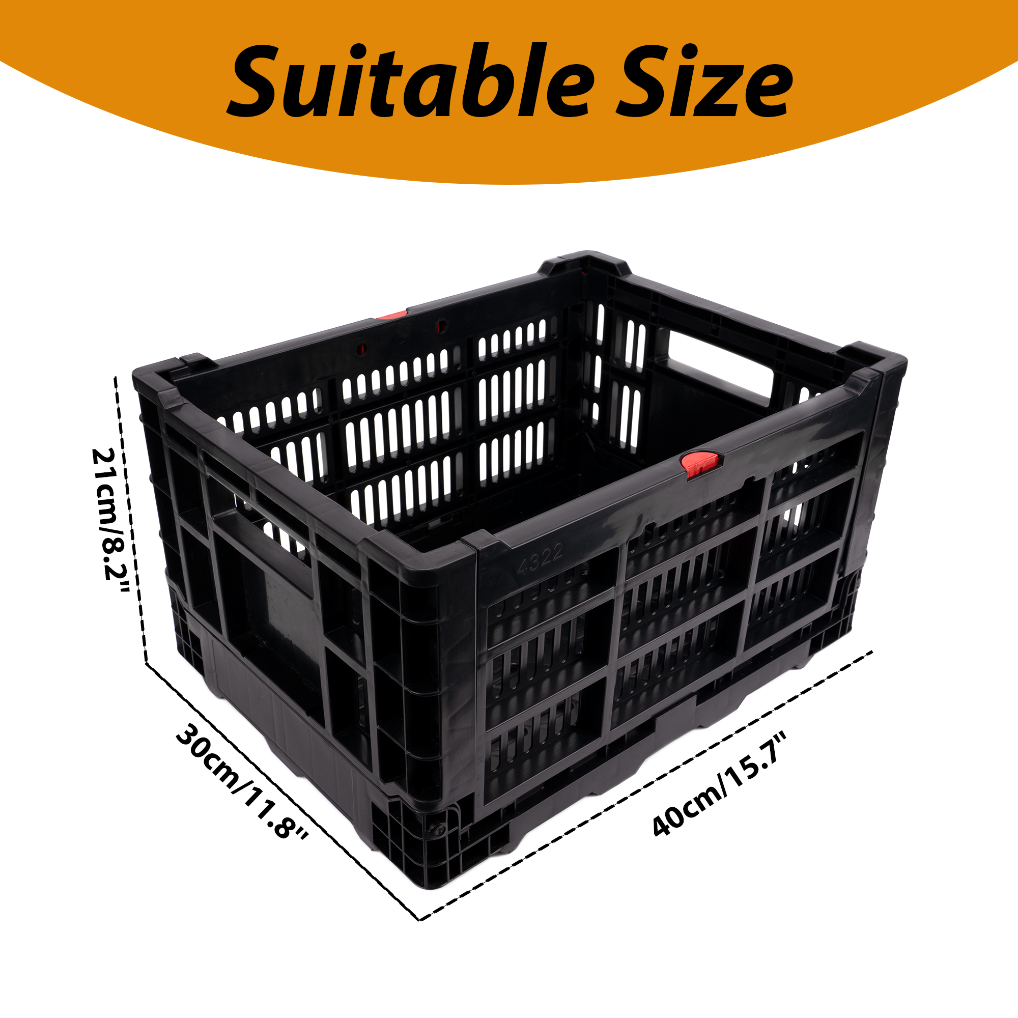 RidingRush Bike Basket Rear – Folding Large Capacity Bicycle Storage Basket with Waterproof Cover, Collapsible Bike Milk Crate for Shopping, Outings, and Pet Transport, Great for E-Bikes, Black - Image 5