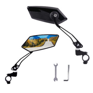 RidingRush Bike Mirror Handlebar Mount – Adjustable Rear View Mirror for Mountain Bikes, E-Bikes, Scooters, Clear View, Easy Installation, Ideal for Adult Bikes, Fits 22 mm- 25 mm Handlebars