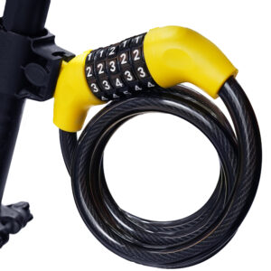 RidingRush 4-Digit Combination Bike Cable Lock, Portable Resettable Steel Cable, Yellow