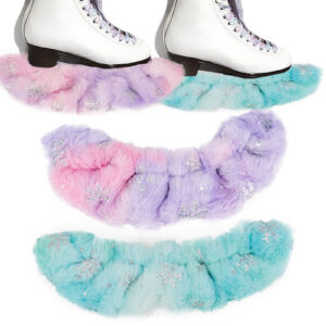 RidingRush Ice Skate Soakers 1 Pair Plush Blade Covers for Figure & Hockey Skates, Soft Absorbent Lining, Fits Most Blades up to 12 Inch, Youth & Adult, Pink Purple/Teal