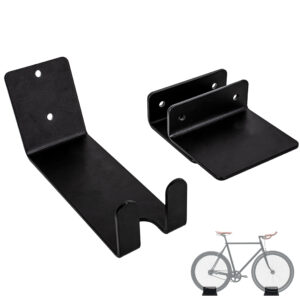 RidingRush Wall Bike Mount, Heavy Duty Bicycle Wall Mount Hangers, Space Saving Vertical Bike Storage Racks for Road and Mountain Bikes, Indoor Garage Organization (Black)