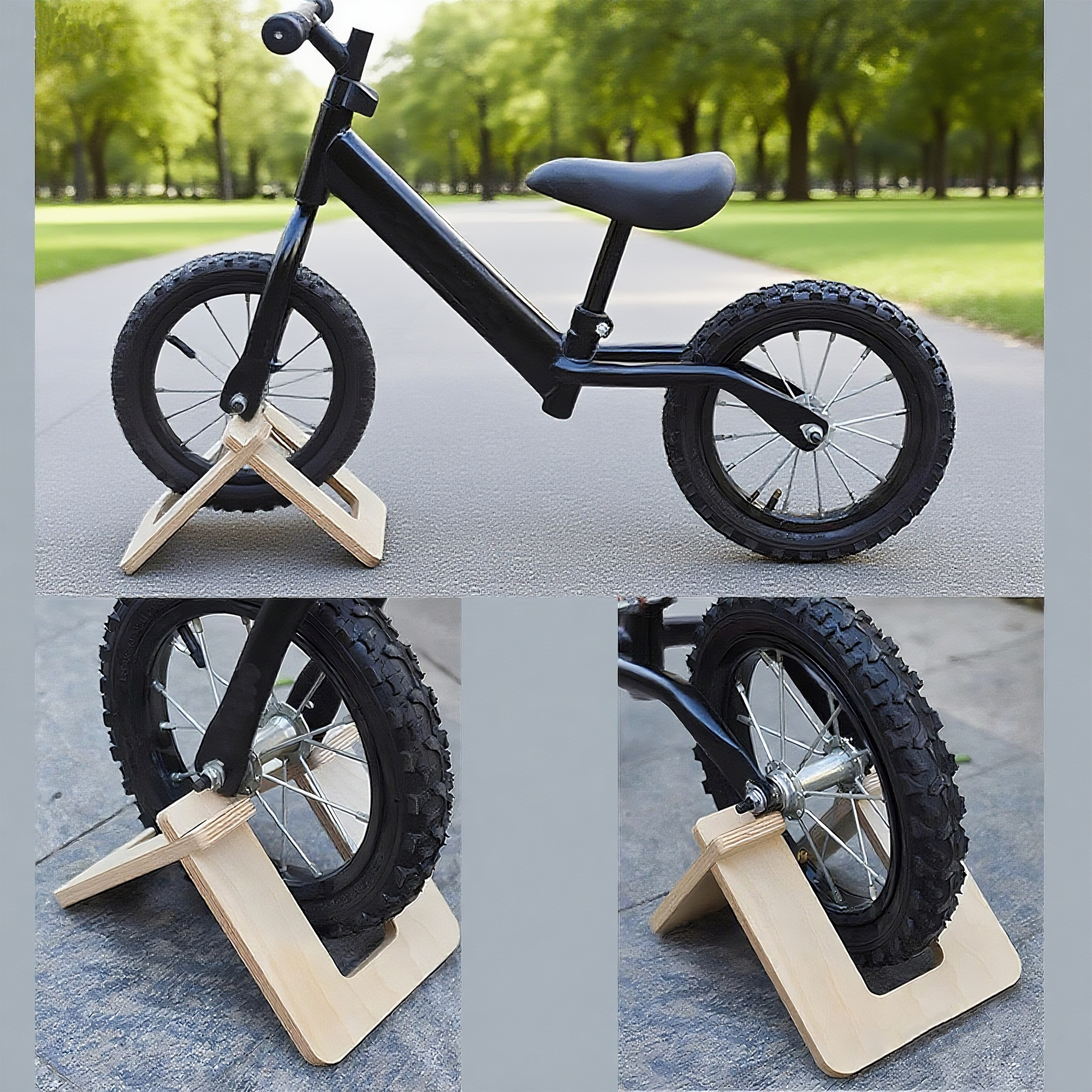 RidingRush Wooden Balance Bike Stand for Kids – Floor Display Rack for Toddler Balance Bikes – Portable Bicycle Holder Stand for Home and Garage Storage - Image 3