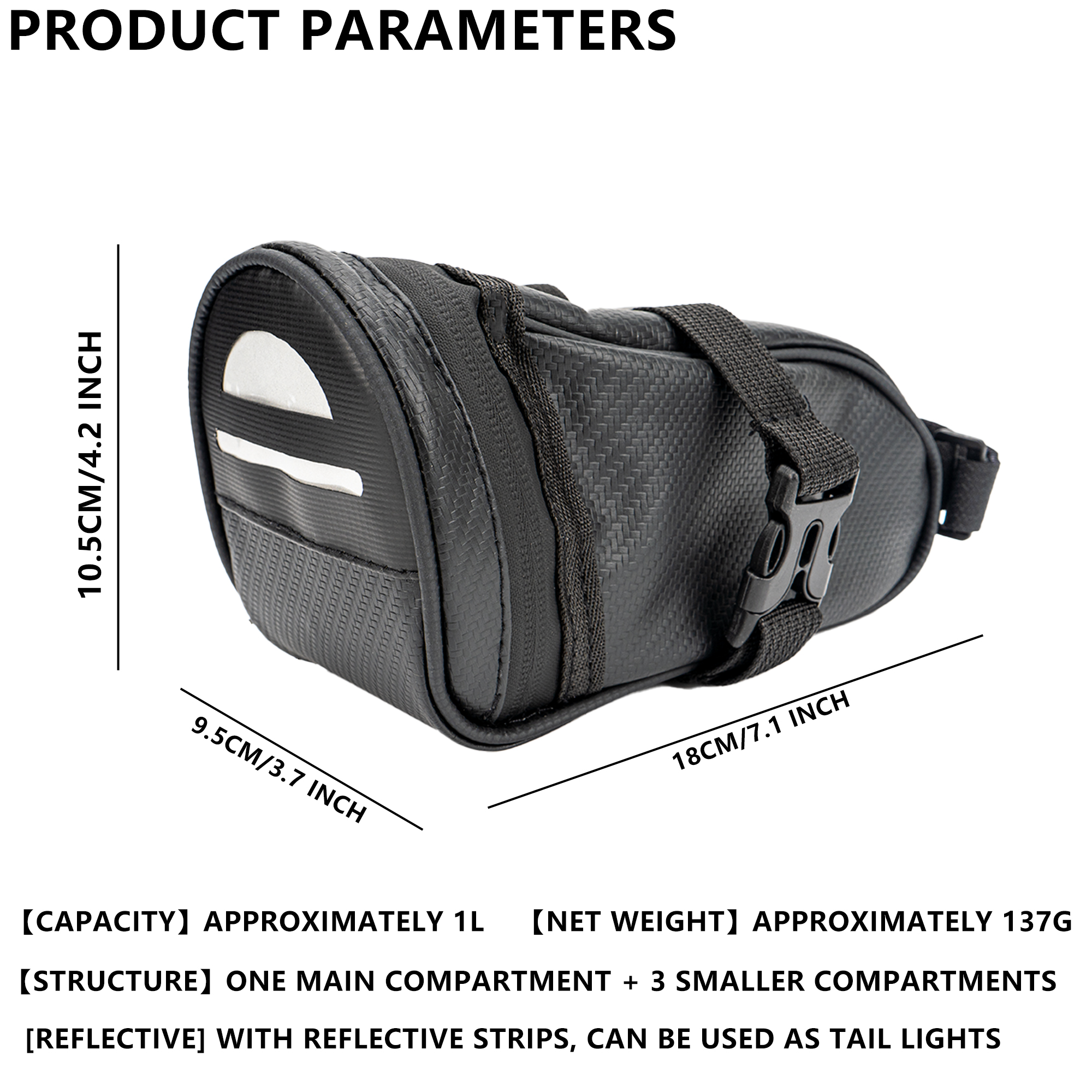 RidingRush Bike Seat Bag– Waterproof Bicycle Saddle Bag with Reflective Strip, Compact Under Seat Bike Pouch for Road & Mountain Bikes - Image 5