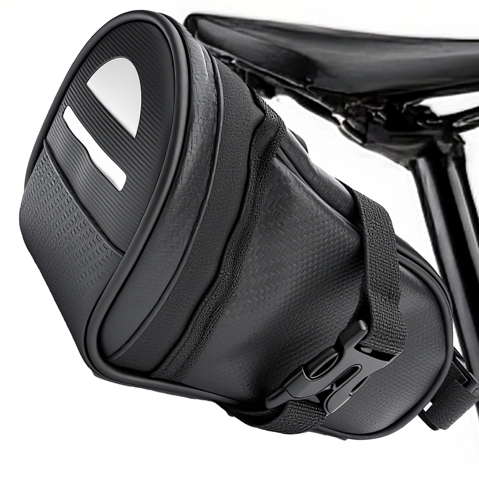 RidingRush Bike Seat Bag– Waterproof Bicycle Saddle Bag with Reflective Strip, Compact Under Seat Bike Pouch for Road & Mountain Bikes