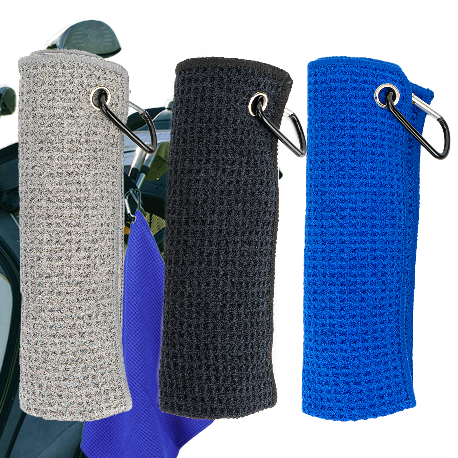 RidingRush Golf Towels for Golf Bags for Men – Microfiber Golf Towel with Carabiner Clip for Clubs, Balls & Hands, Super Absorbent & Quick Dry Golf Accessories