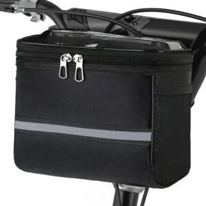 RidingRush Bike Handlebar Bag – Waterproof Bicycle Handlebar Bag with Reflective Strip, Lightweight Front Storage Pouch for Road & Mountain Bikes, Easy Installation Cycling Organizer