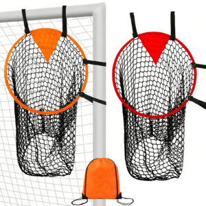 RidingRush Soccer Goal Corner Target Nets with Bag 2-Pack – Orange & Red High-Visibility Accuracy Trainers with Catch Net, Adjustable Straps, Portable Shooting Targets for Kids & Adults