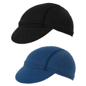 RidingRush Mens Cycling Caps, Cycling Caps 2-Pack, Breathable Net-Weaving Mesh Under-Helmet Bike Hat with Short Brim, Black & Dark Blue, Lightweight Moisture-Wicking Unisex