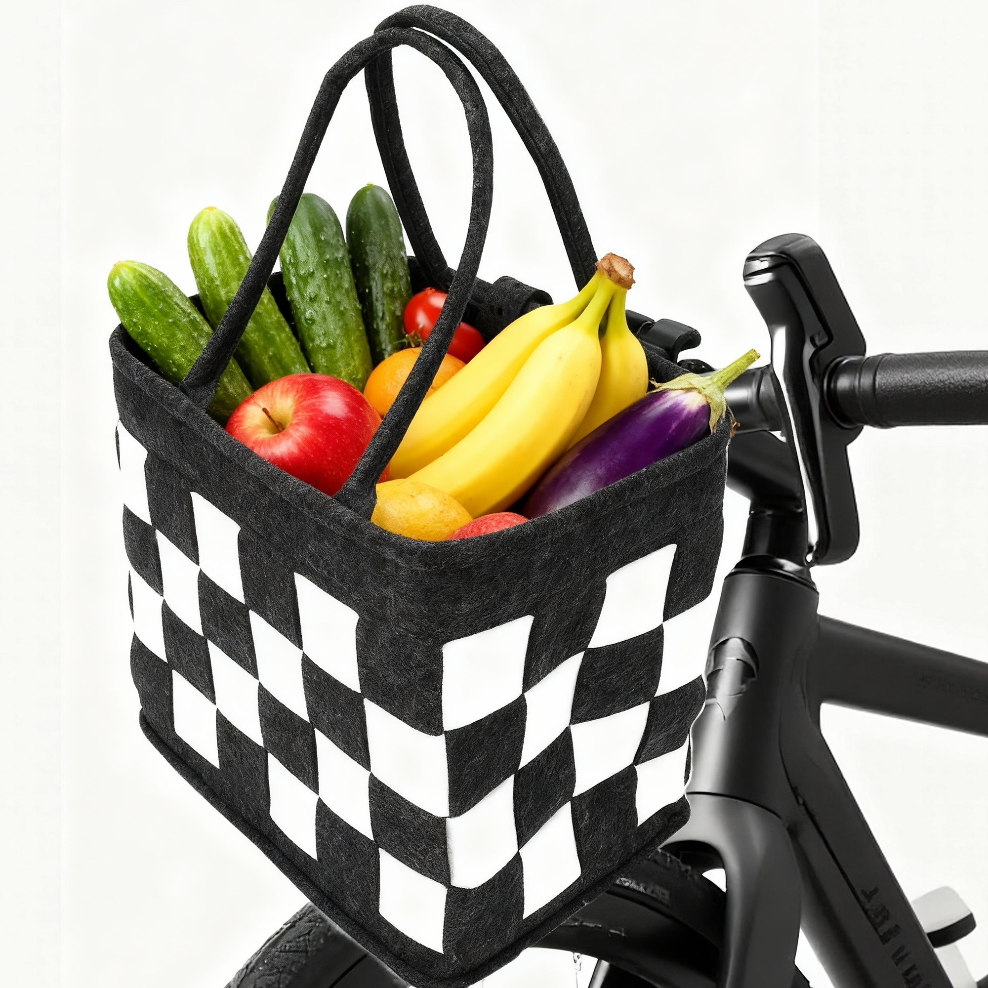 RidingRush Bike Basket Front for Bike, Woven Felt Bicycle Handlebar Basket for Adults, Detachable Storage Basket for Commuting, Shopping, Picnic, Daily Riding Accessories