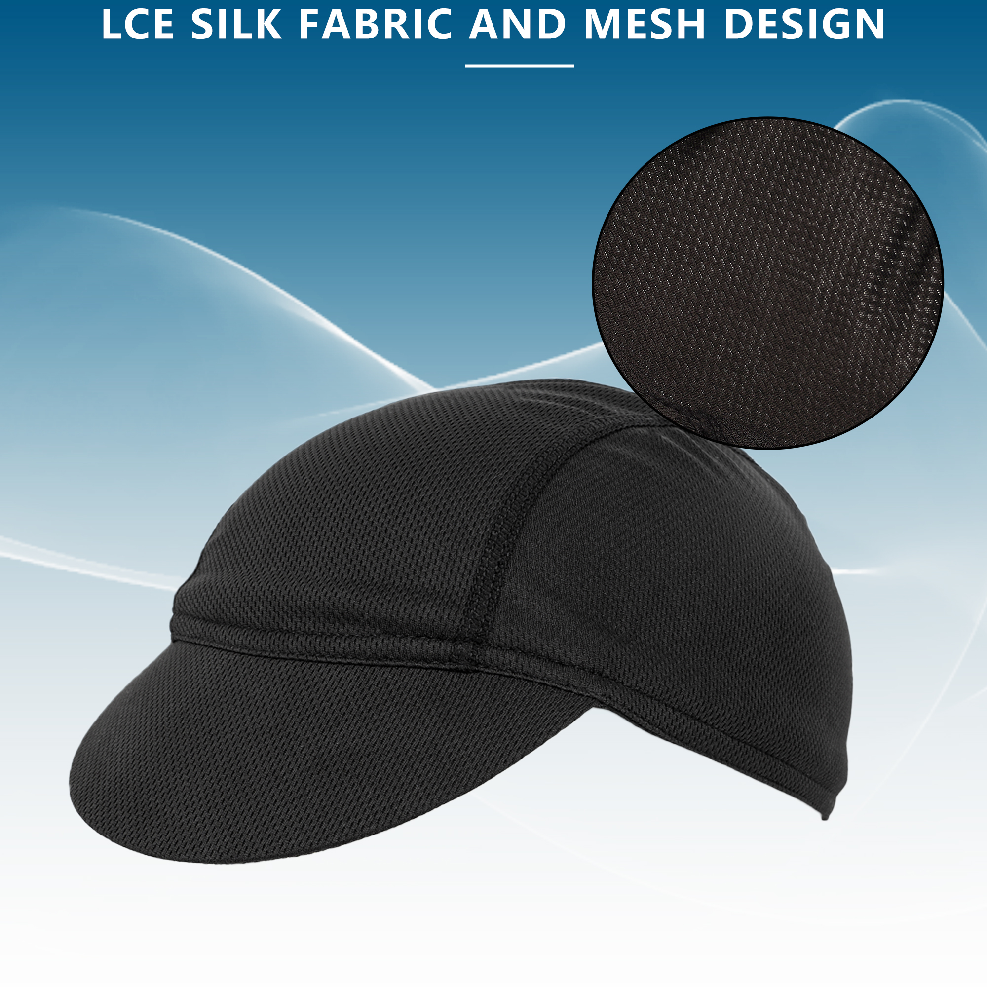 RidingRush Mens Cycling Caps, Cycling Caps 2-Pack, Breathable Net-Weaving Mesh Under-Helmet Bike Hat with Short Brim, Black & Dark Blue, Lightweight Moisture-Wicking Unisex - Image 3