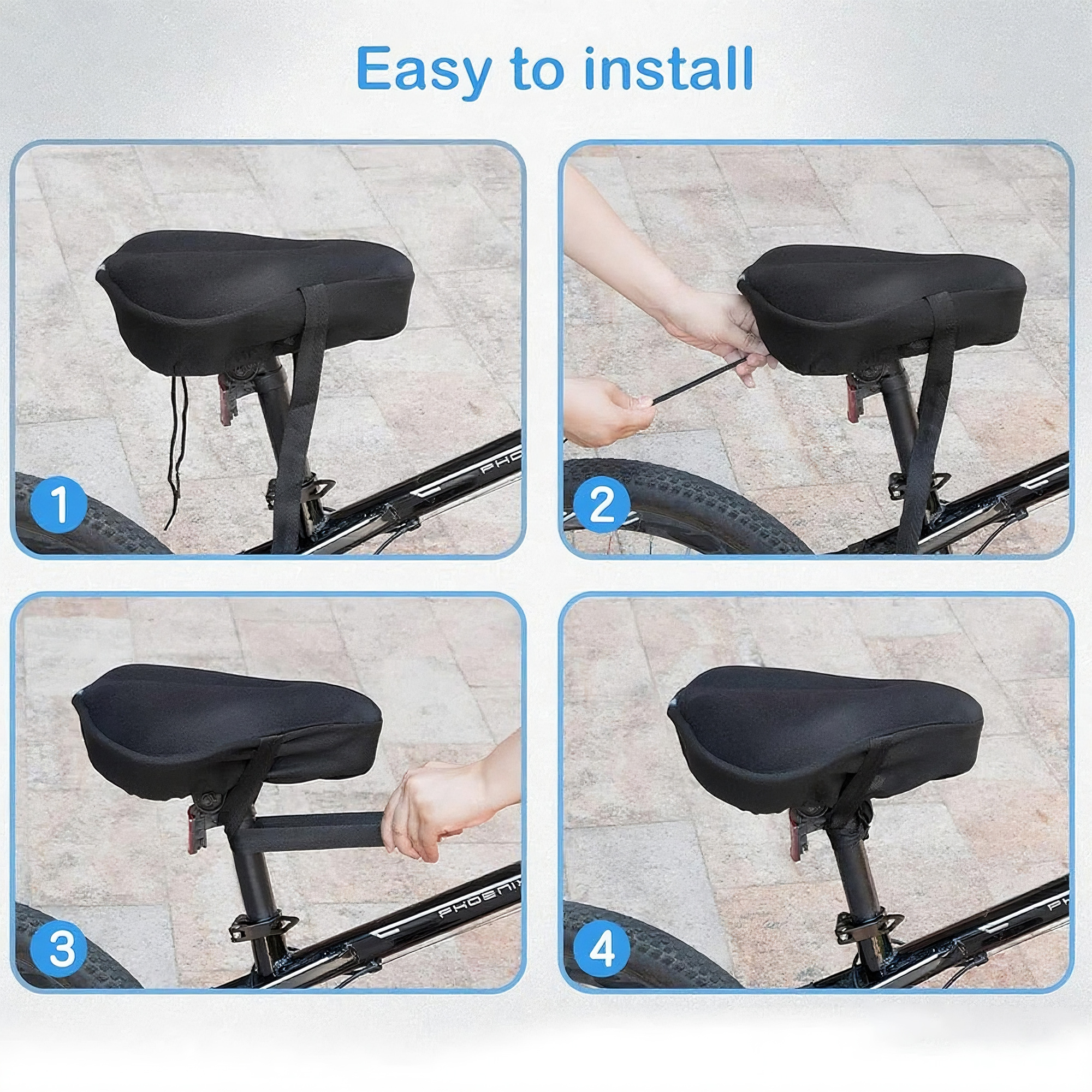 RidingRush Gel Bike Seat Cover – Soft Padded Bicycle Saddle Cushion with Anti-Slip Design & Drawstring Fit – Comfort Cycling Seat Pad for Road, Mountain & Exercise Bikes - Image 5