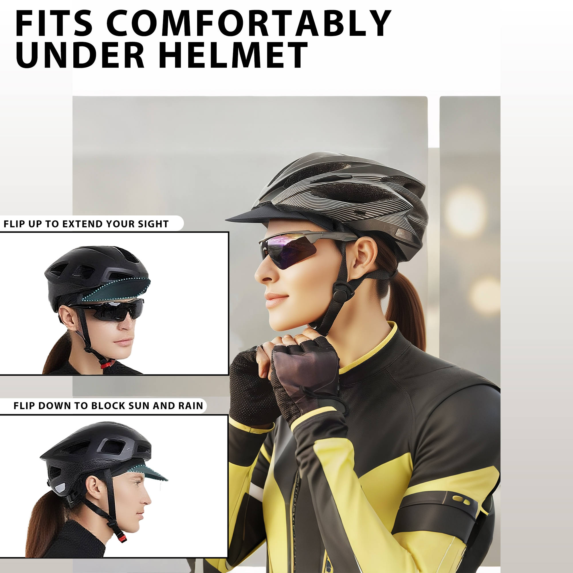 RidingRush Mens Cycling Caps, Cycling Caps 2-Pack, Breathable Net-Weaving Mesh Under-Helmet Bike Hat with Short Brim, Black & Dark Blue, Lightweight Moisture-Wicking Unisex - Image 6