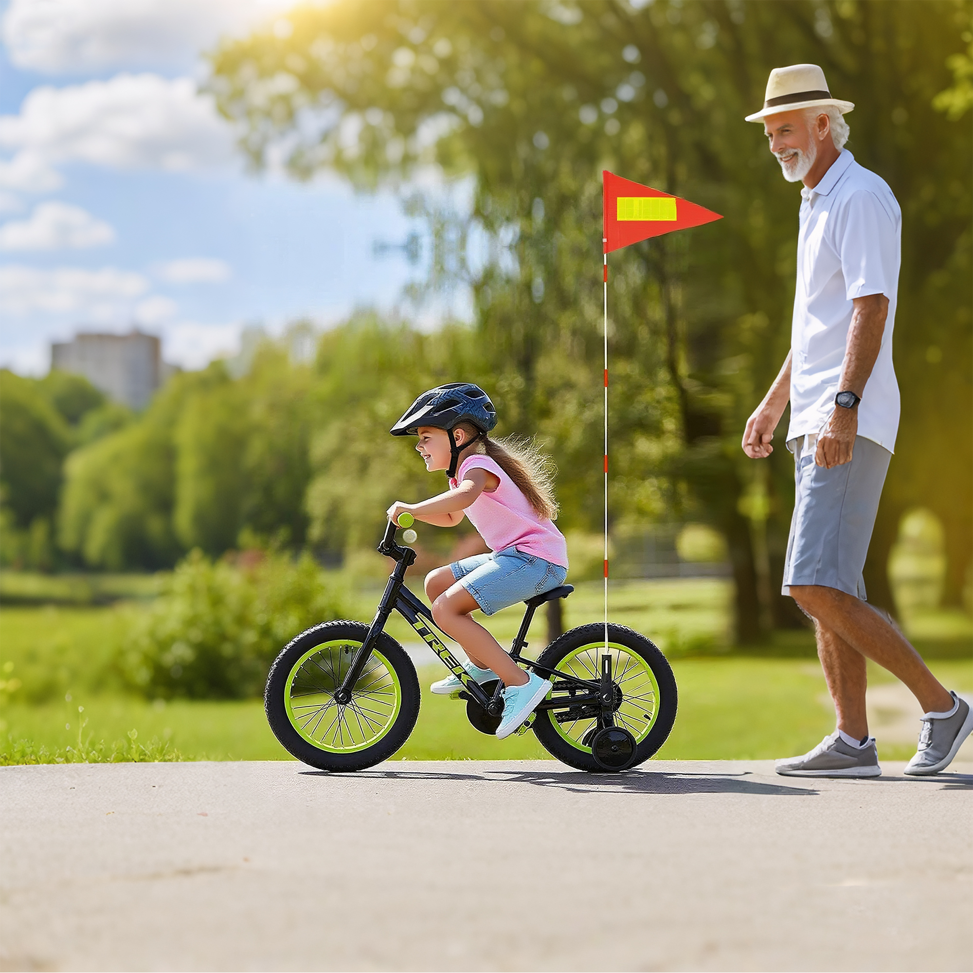 RidingRush Bike Safety Flag with Pole – High Visibility Bicycle Flag for Kids & Adults, Bike Trailer, Trike, Scooter, Wheelchair, Go Kart Safety Flag for Cycling Protection - Image 3