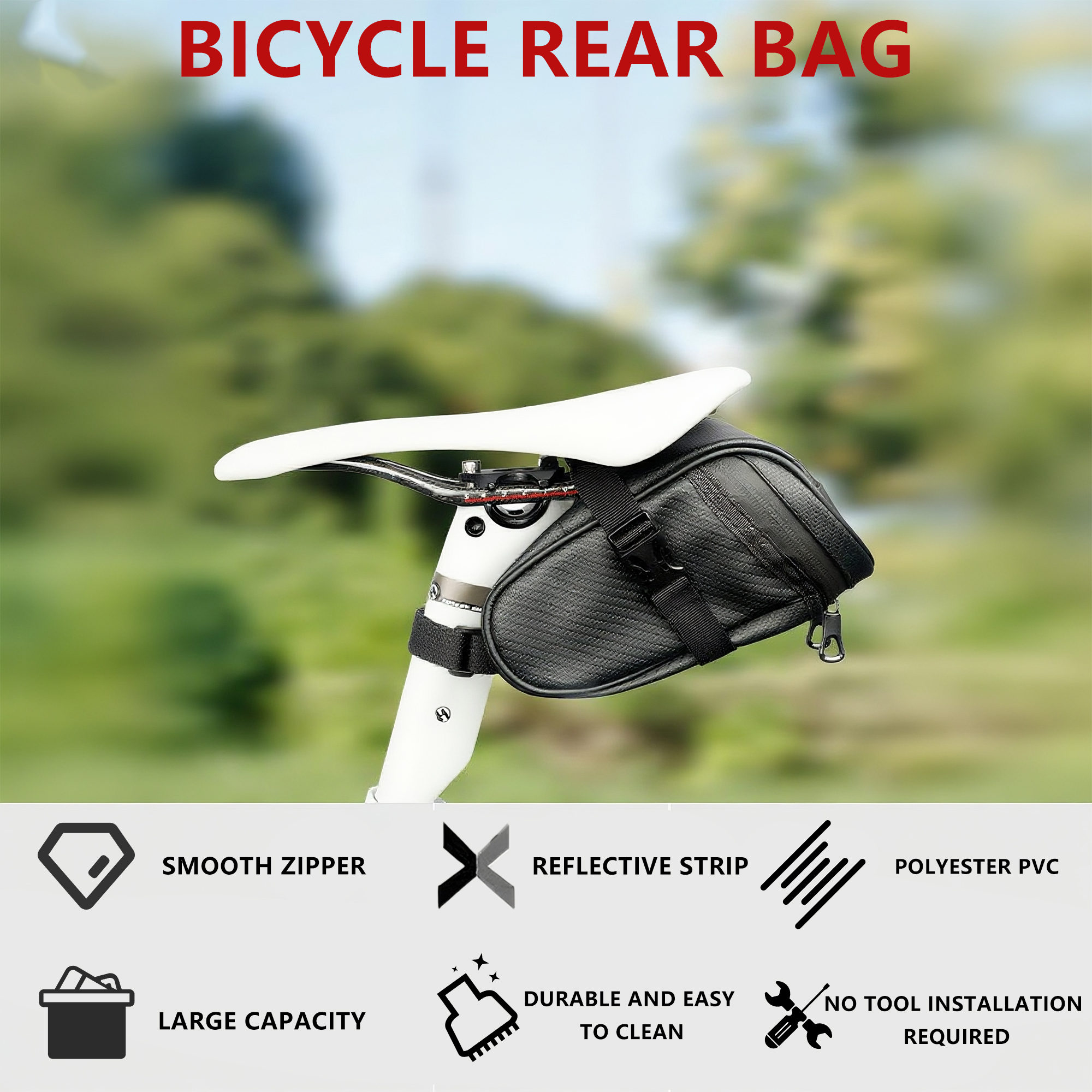 RidingRush Bike Seat Bag– Waterproof Bicycle Saddle Bag with Reflective Strip, Compact Under Seat Bike Pouch for Road & Mountain Bikes - Image 6