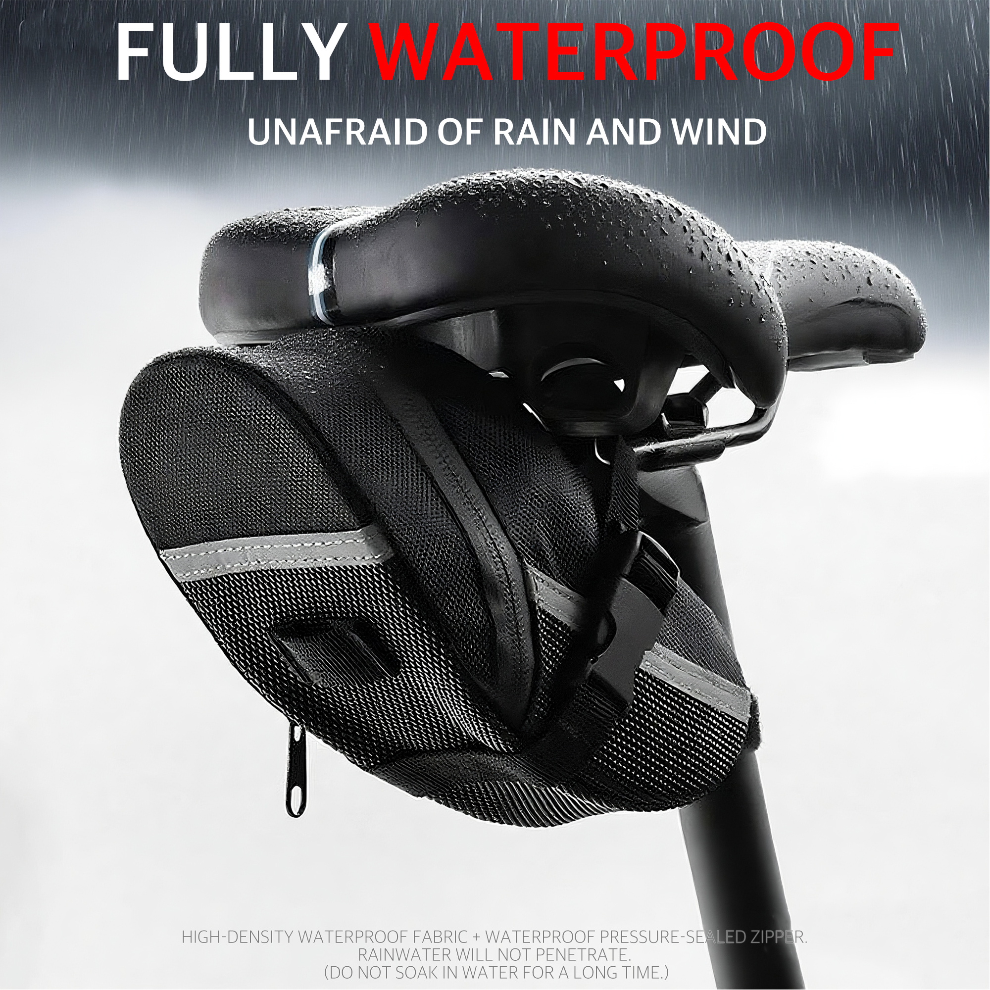 RidingRush Bike Bag Under Seat – Waterproof Bicycle Saddle Bag with Reflective Strip, Compact Under Seat Bike Pouch for Road & Mountain Bikes - Image 5