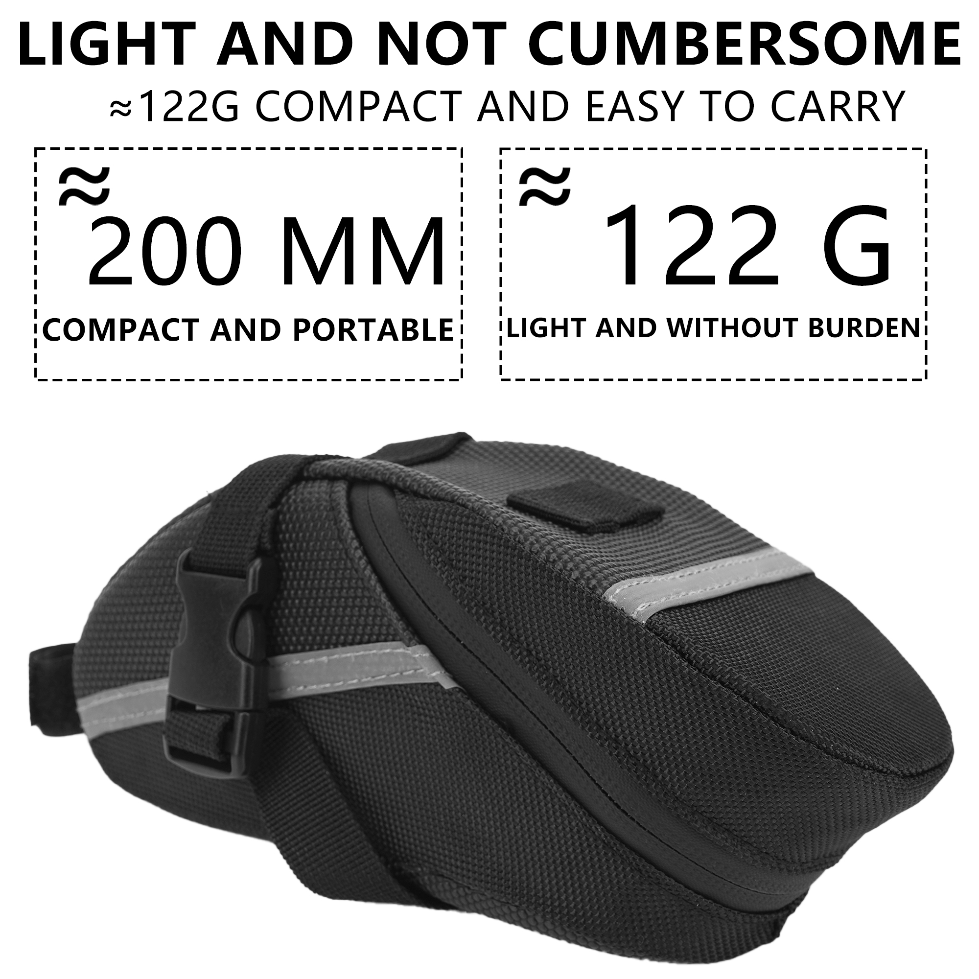 RidingRush Bike Bag Under Seat – Waterproof Bicycle Saddle Bag with Reflective Strip, Compact Under Seat Bike Pouch for Road & Mountain Bikes - Image 4