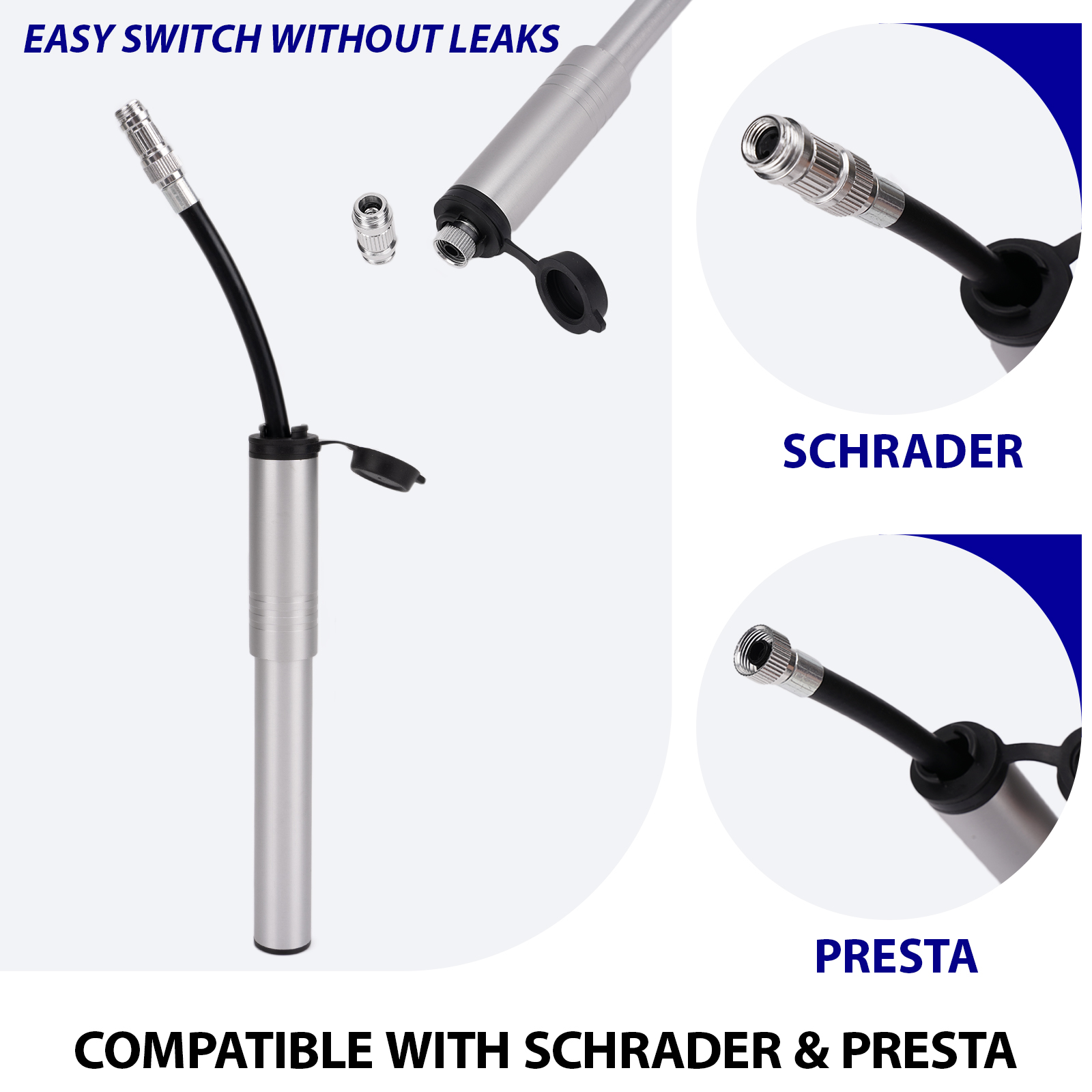 RidingRush Bicycle Hand Pump – Portable Mini Bike Pump, Lightweight and Durable Aluminum Alloy, Presta & Schrader Valve Compatible, Perfect for Road Bikes, Mountain Bikes, and E-Bikes, Easy to Carry - Image 4